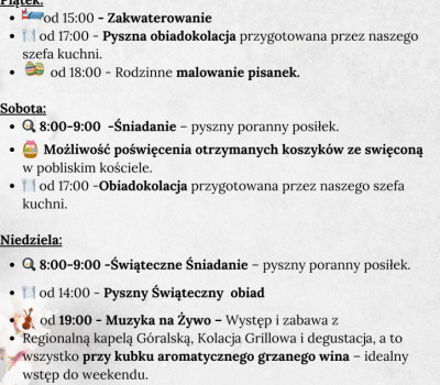 Graniczny Kompleks Rekreacyjno-Wypoczynkowy  w miejscowości Zwardoń - Wielkanoc 2025 w Hotelu Graniczny